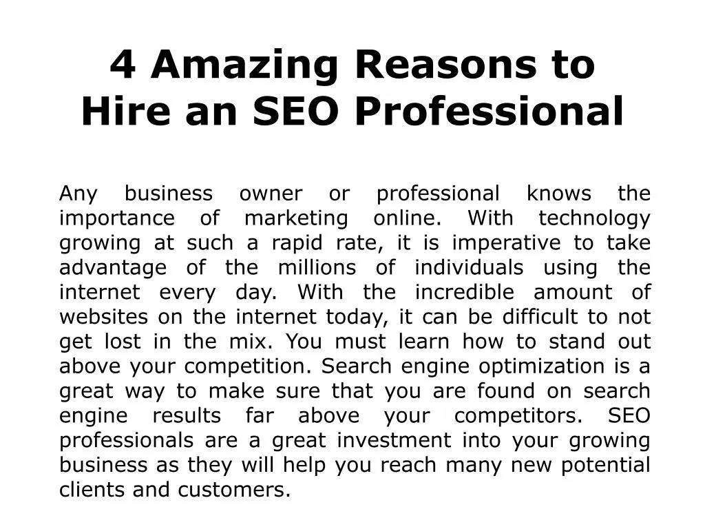 4 amazing reasons to hire an seo professional n.