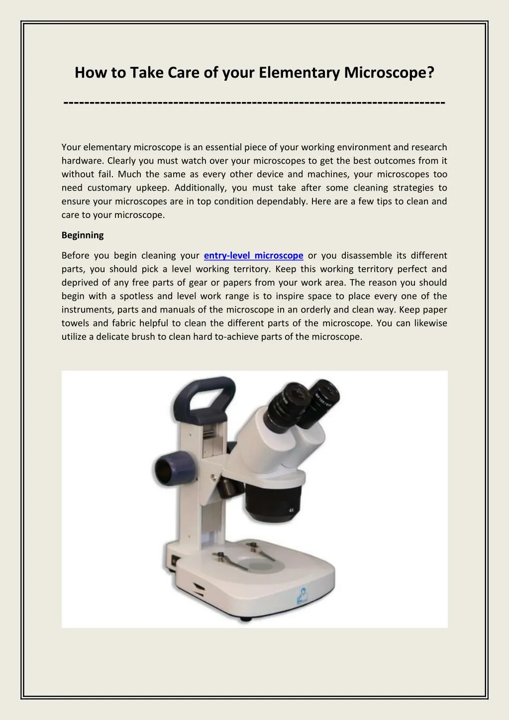 how to take care of your elementary microscope n.