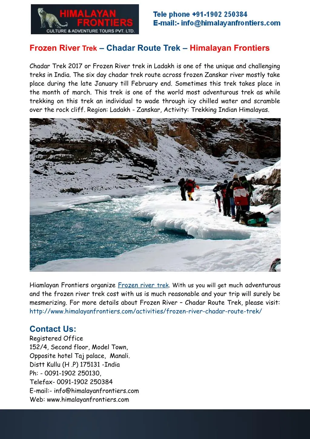 frozen river trek chadar route trek himalayan n.
