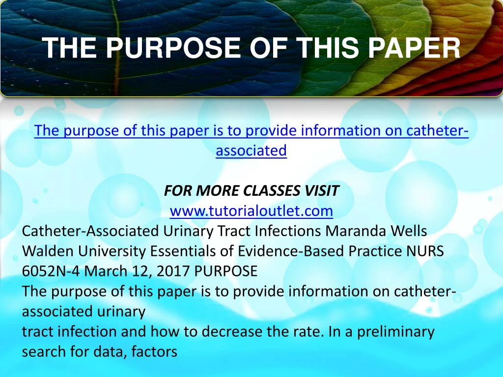 PPT THE PURPOSE OF THIS PAPER TUTORIALOUTLETDOTCOM PowerPoint 