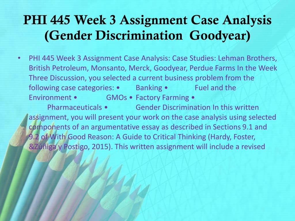 phi445 week 1 discussion 1 phi445 week 1 discussion 1