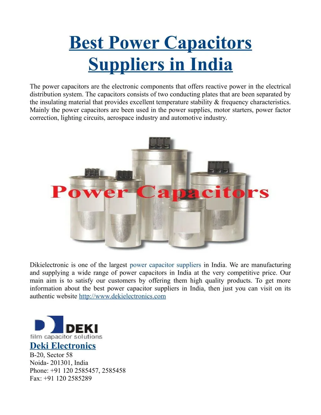 best power capacitors suppliers in india n.