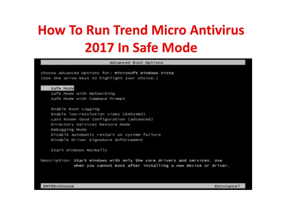 how to run trend micro antivirus 2017 in safe mode n.