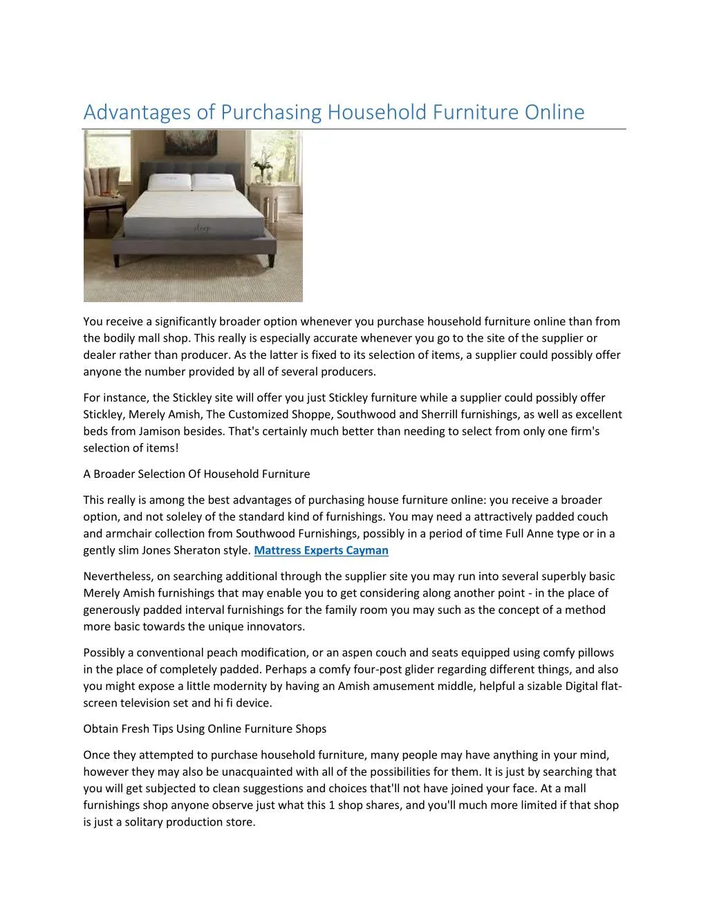 advantages of purchasing household furniture n.