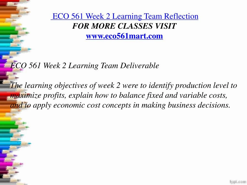 week 4 eco 561 learning team week 4 eco 561 learning team