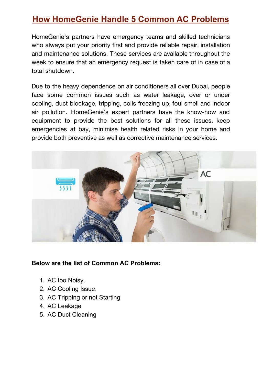 how homegenie handle 5 common ac problems n.
