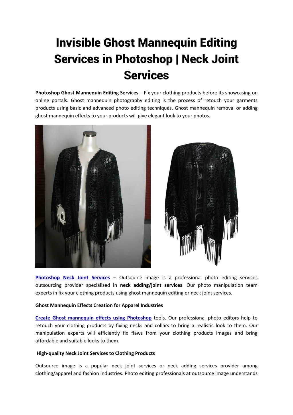 invisible ghost mannequin editing services n.