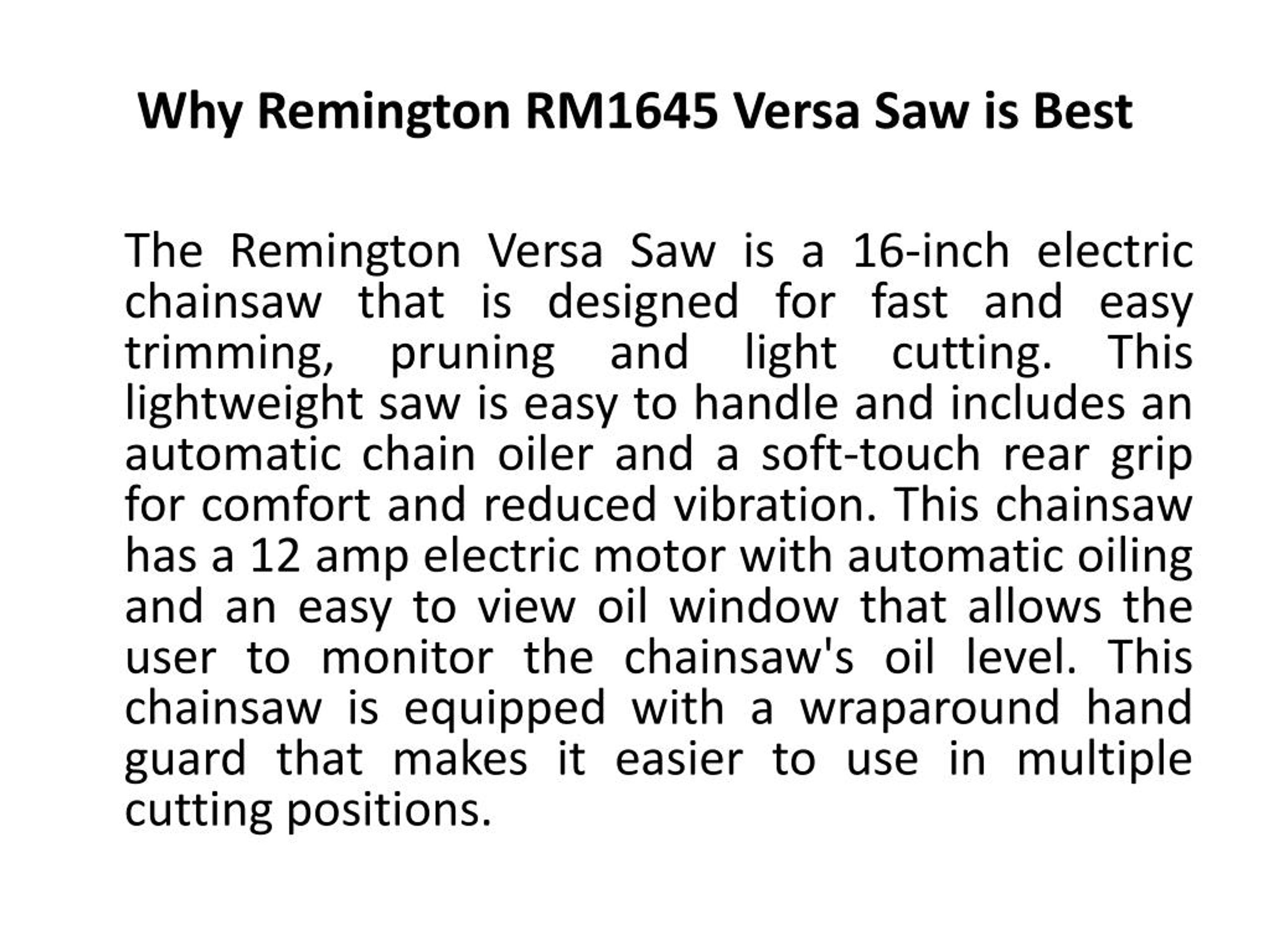PPT - Remington RM1645 Versa Saw Electric Chainsaw Review PowerPoint