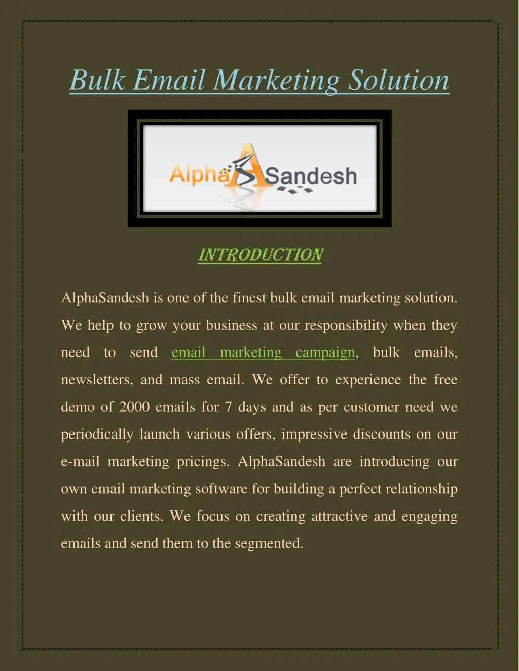 bulk email marketing solution n.