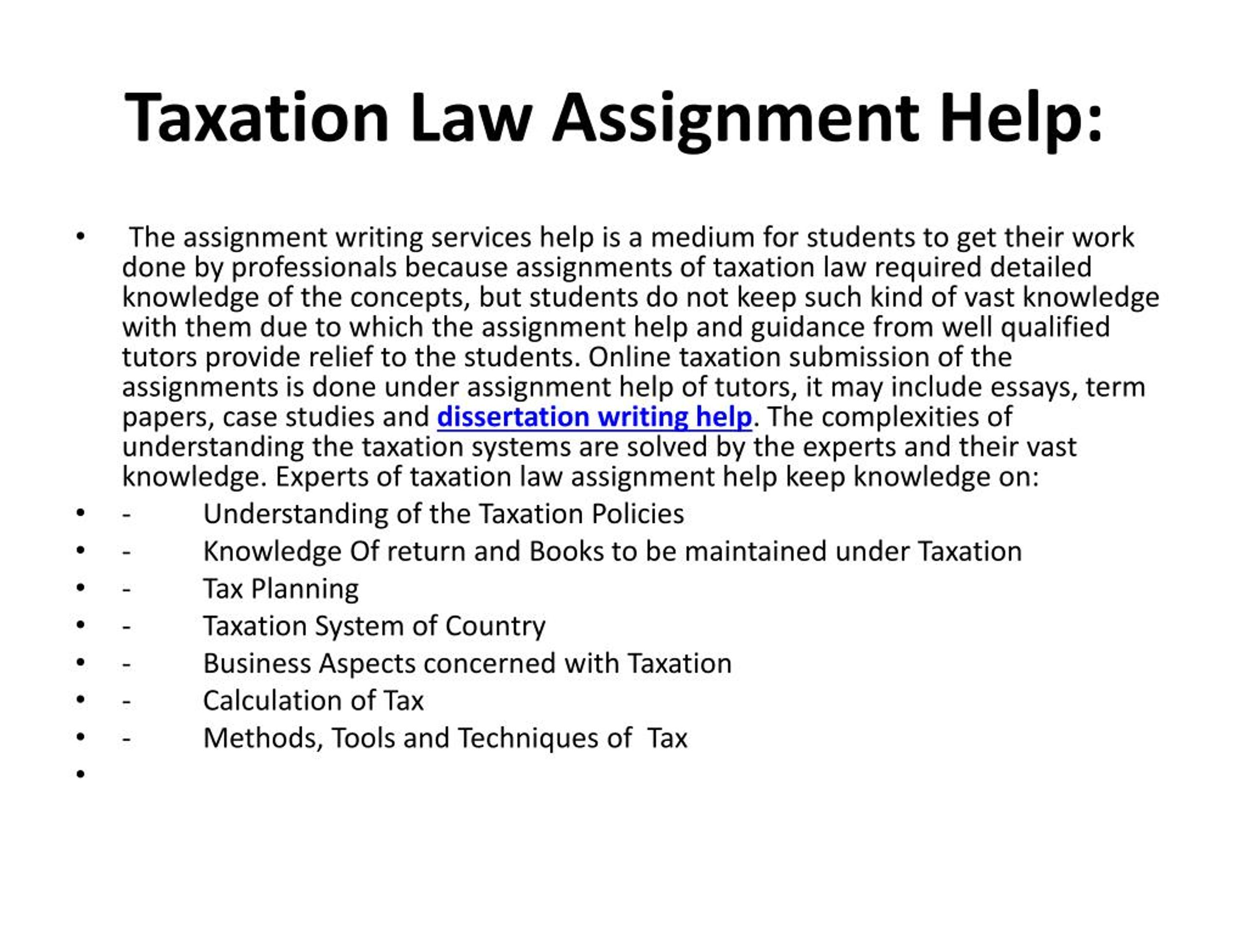 assignment topics for taxation