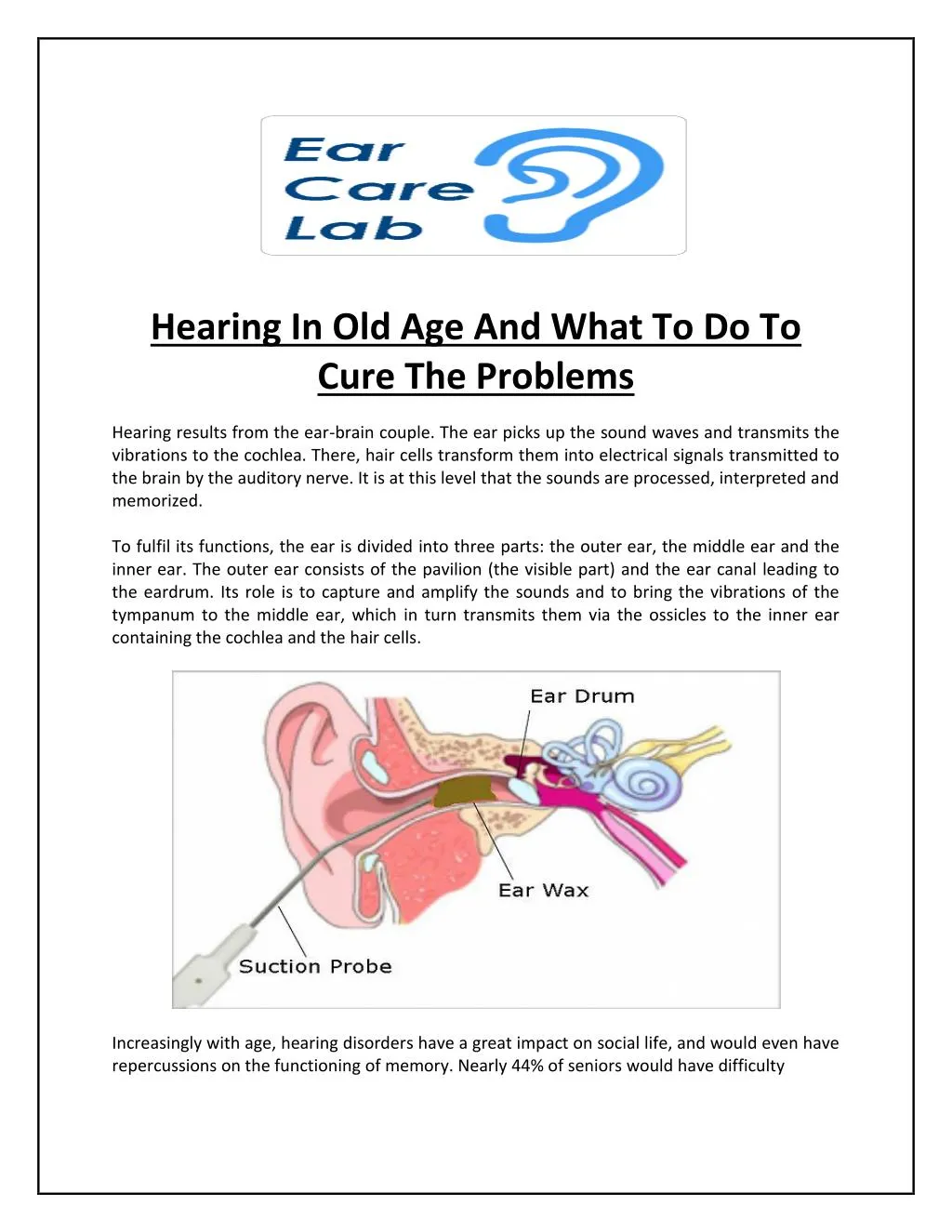 hearing in old age and what to do to cure n.