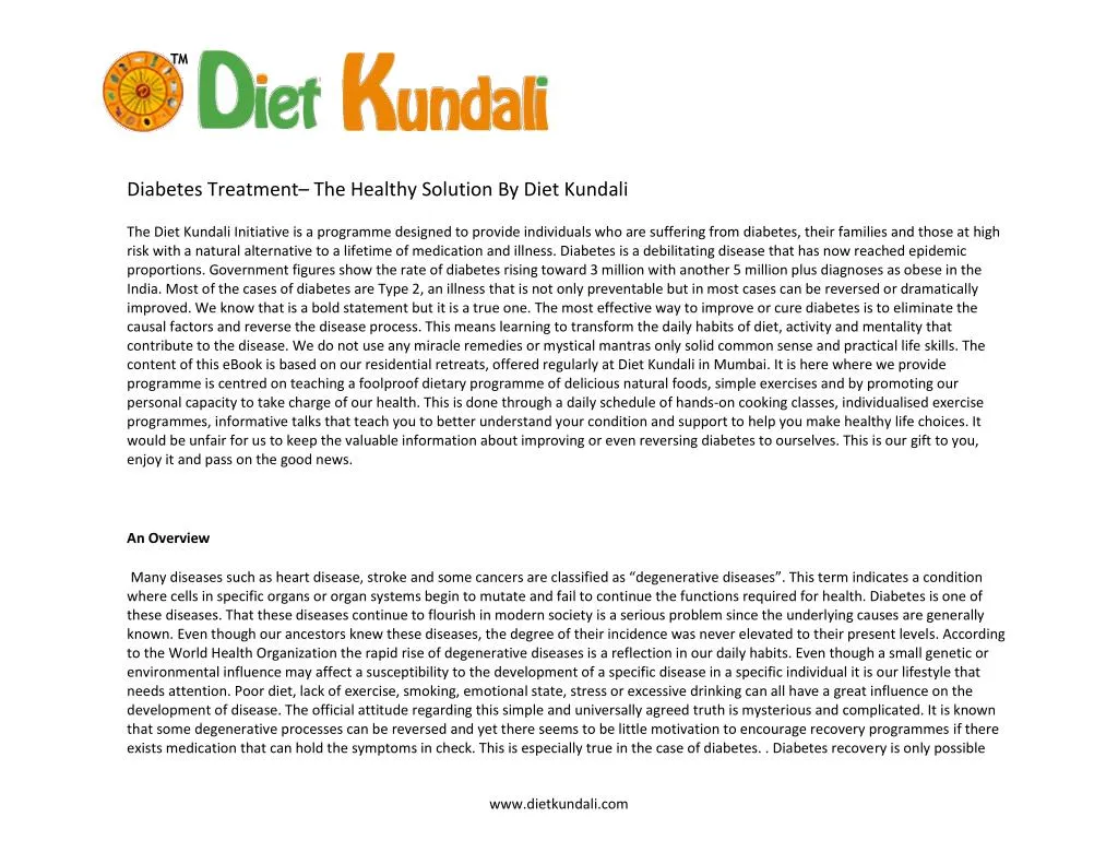 diabetes treatment the healthy solution by diet n.
