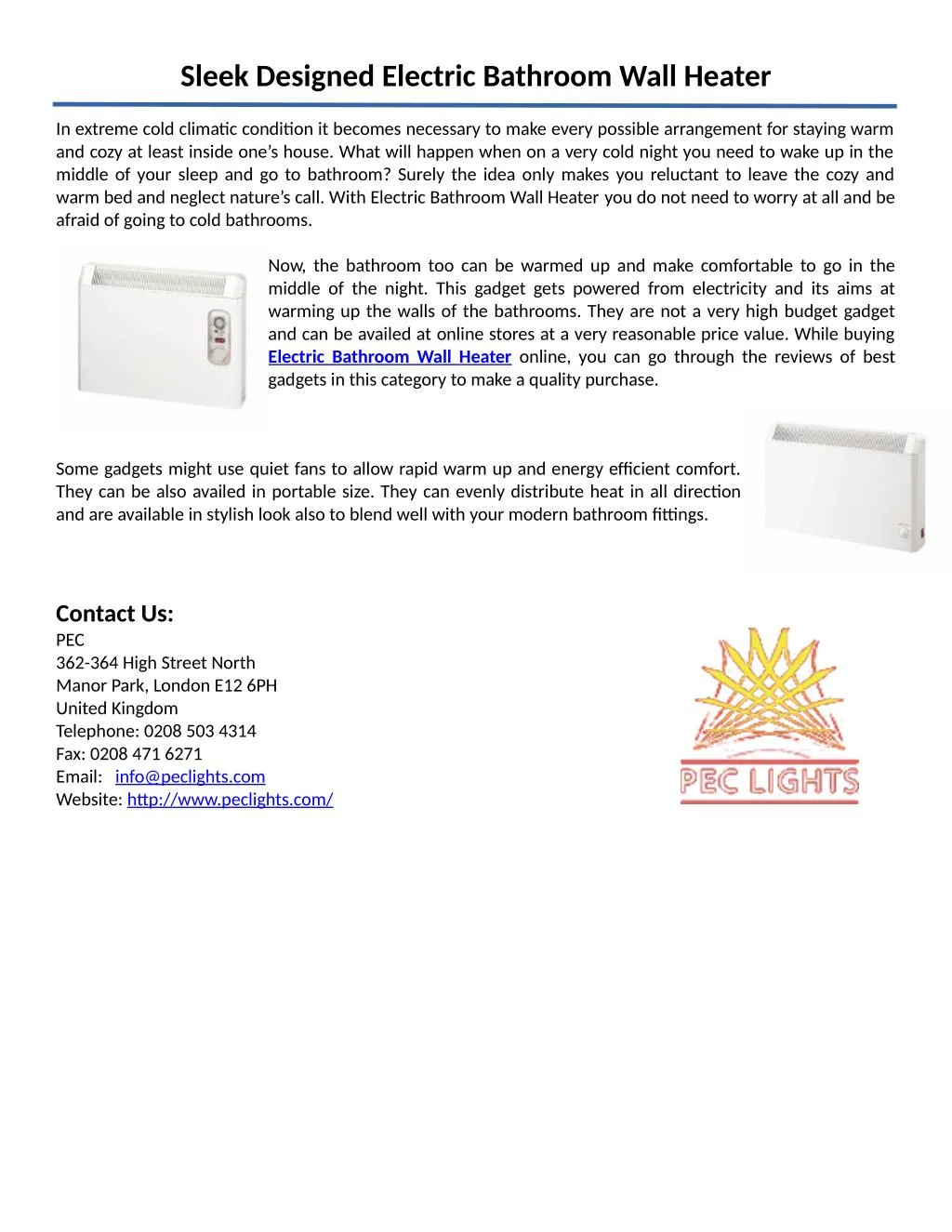 PPT Sleek Designed Electric Bathroom Wall Heater PowerPoint