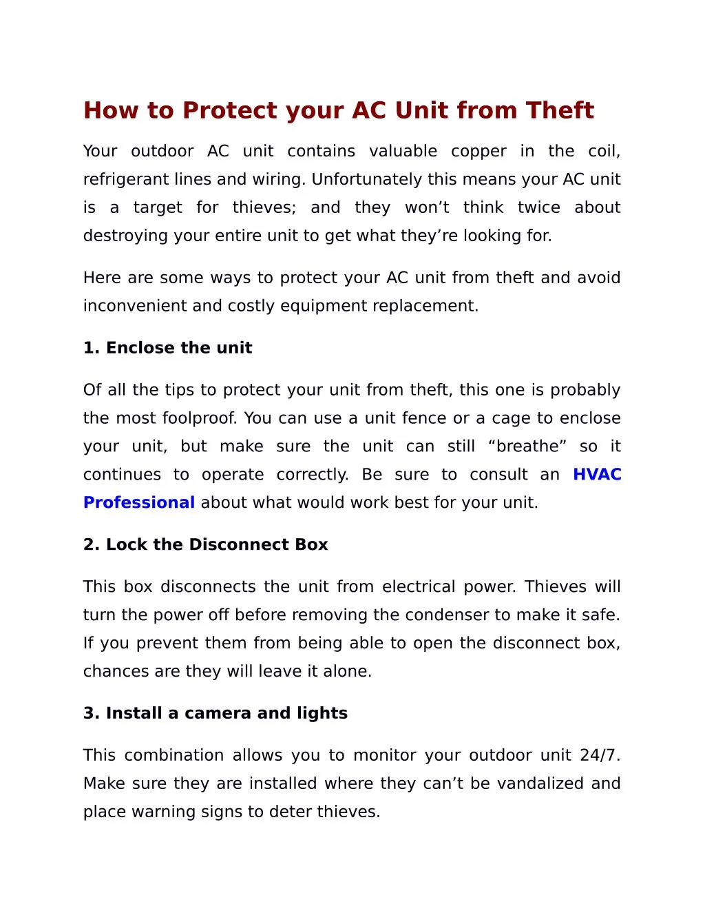 how to protect your ac unit from theft n.