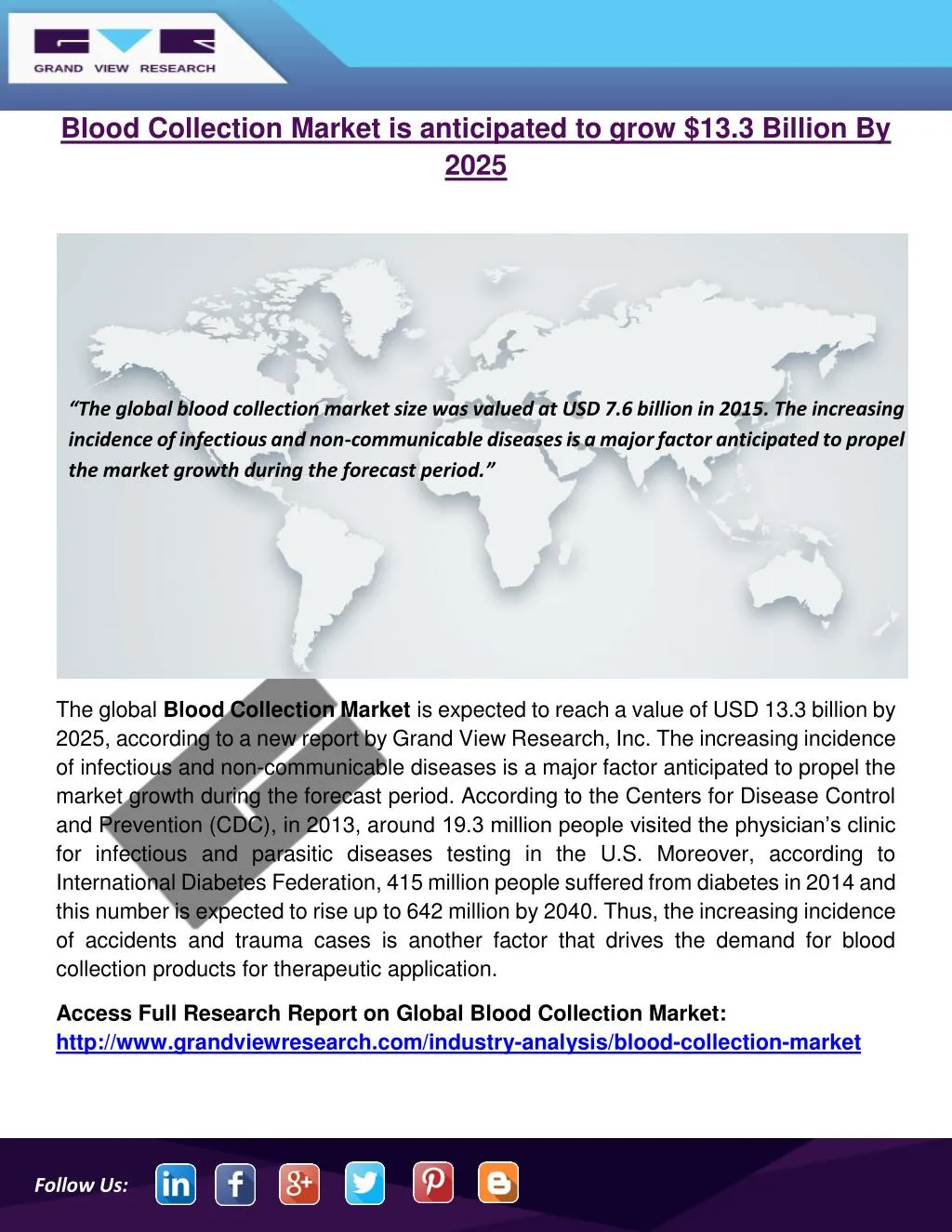 blood collection market is anticipated to grow n.
