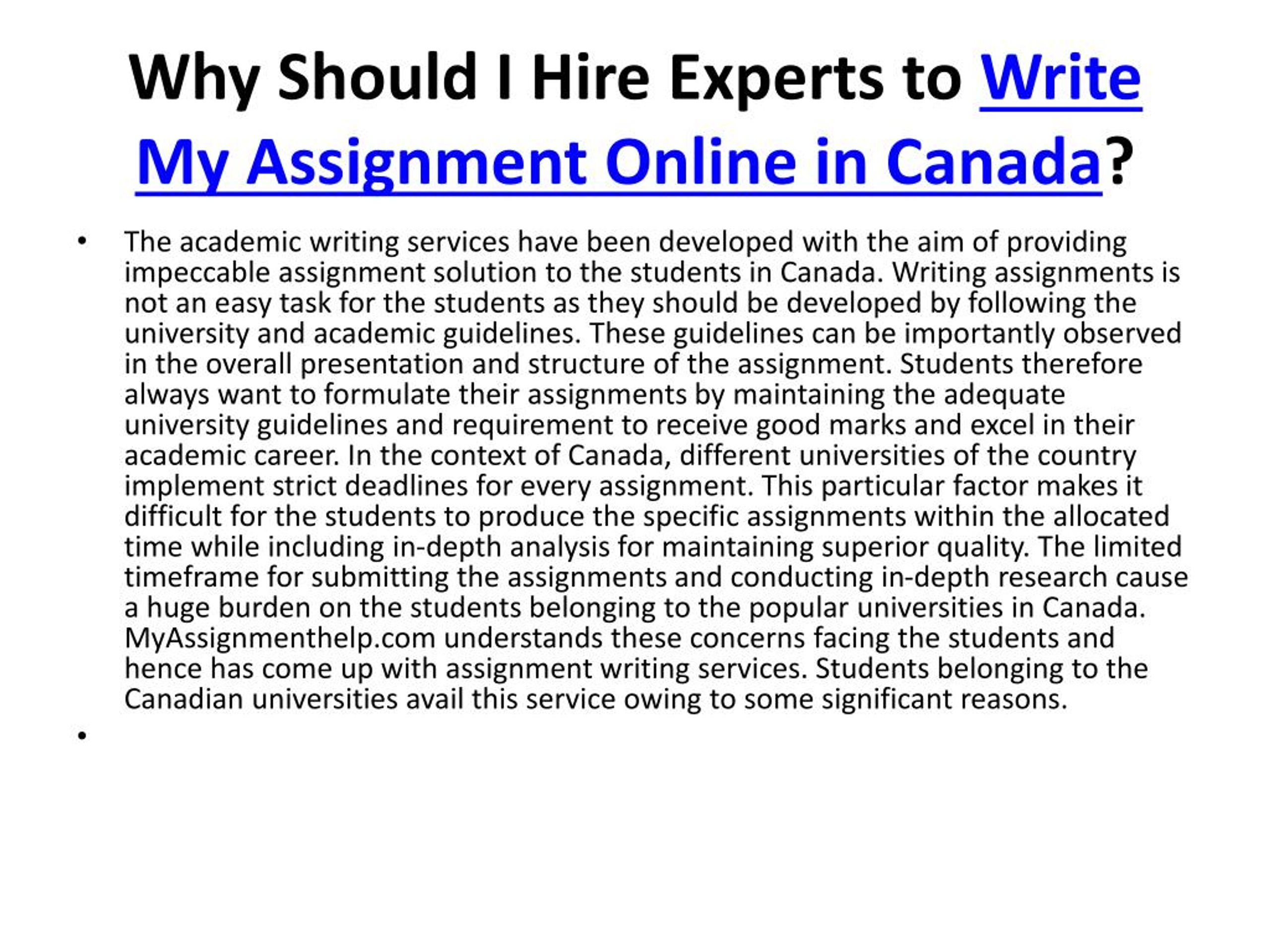 write my assignment canada