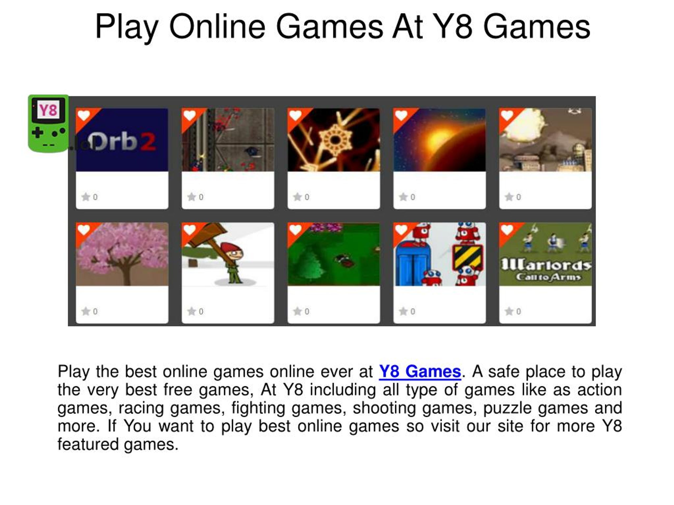 Y8 - Play The Best Y8 Games  Free games, Best games, Play online