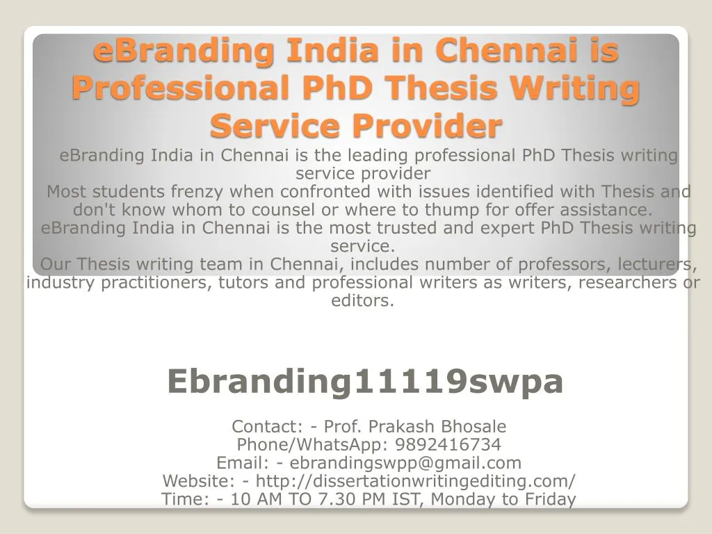 PhD Thesis Help in Chennai, PhD Project Guidance in Chennai - PhD Chennai