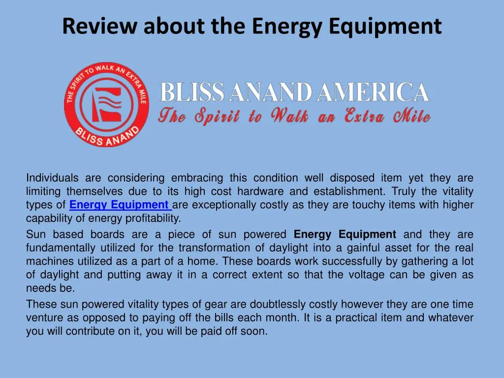 review about the energy equipment n.