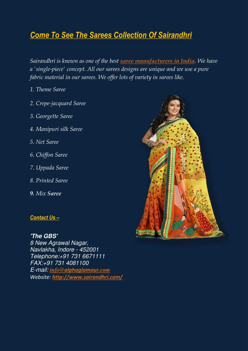 come to see the sarees collection of sairandhri n.