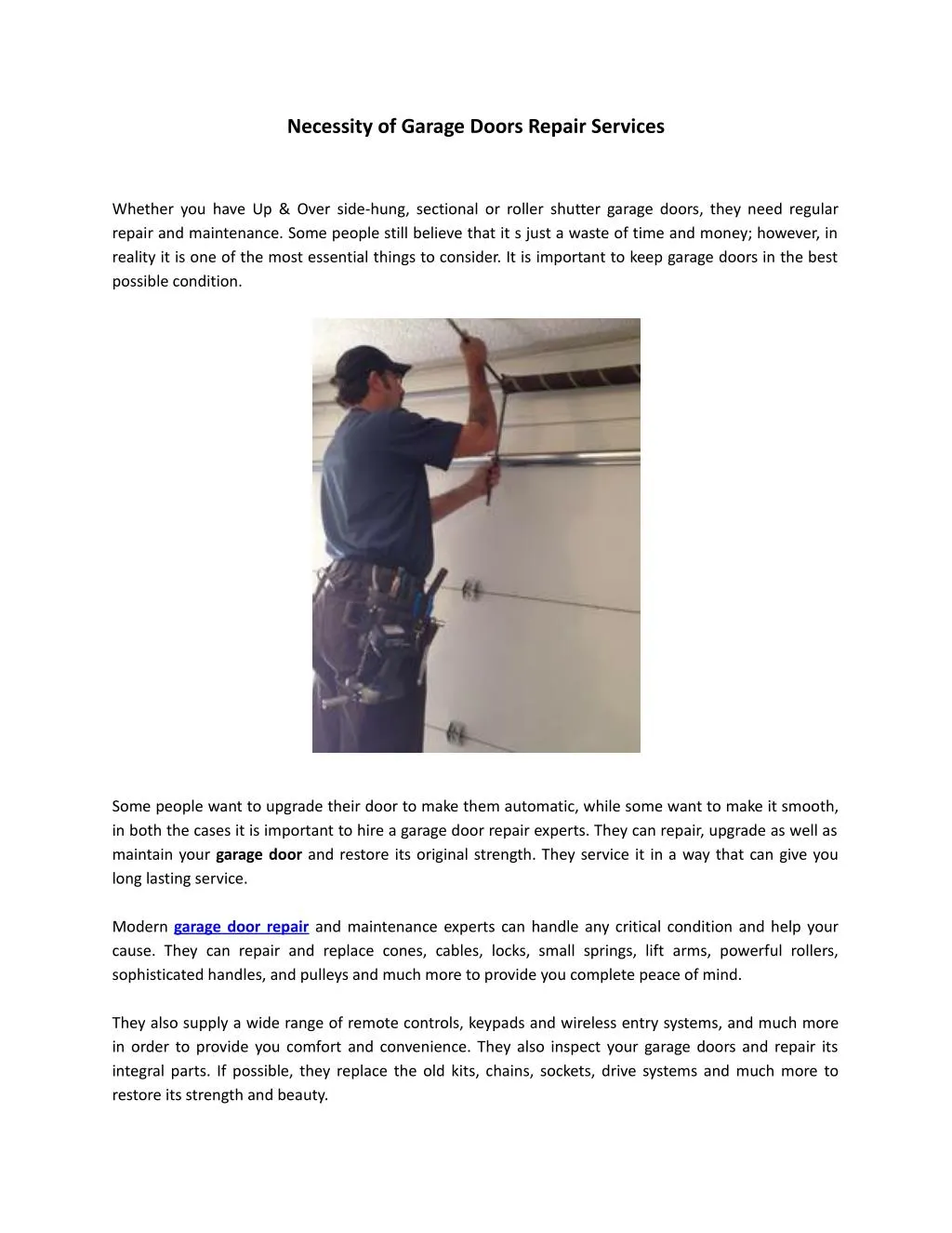 necessity of garage doors repair services n.