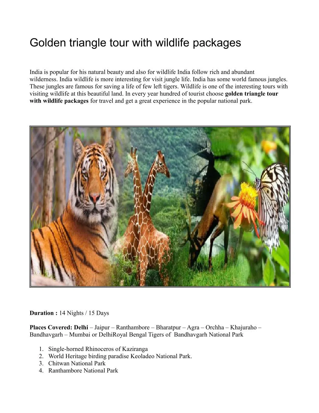 golden triangle tour with wildlife packages n.