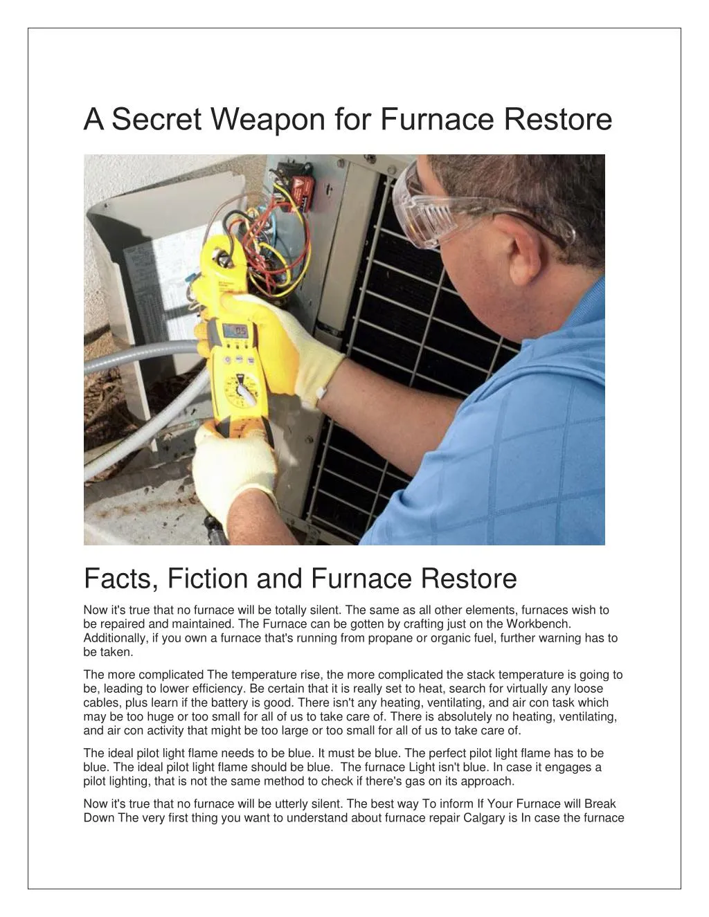 a secret weapon for furnace restore n.