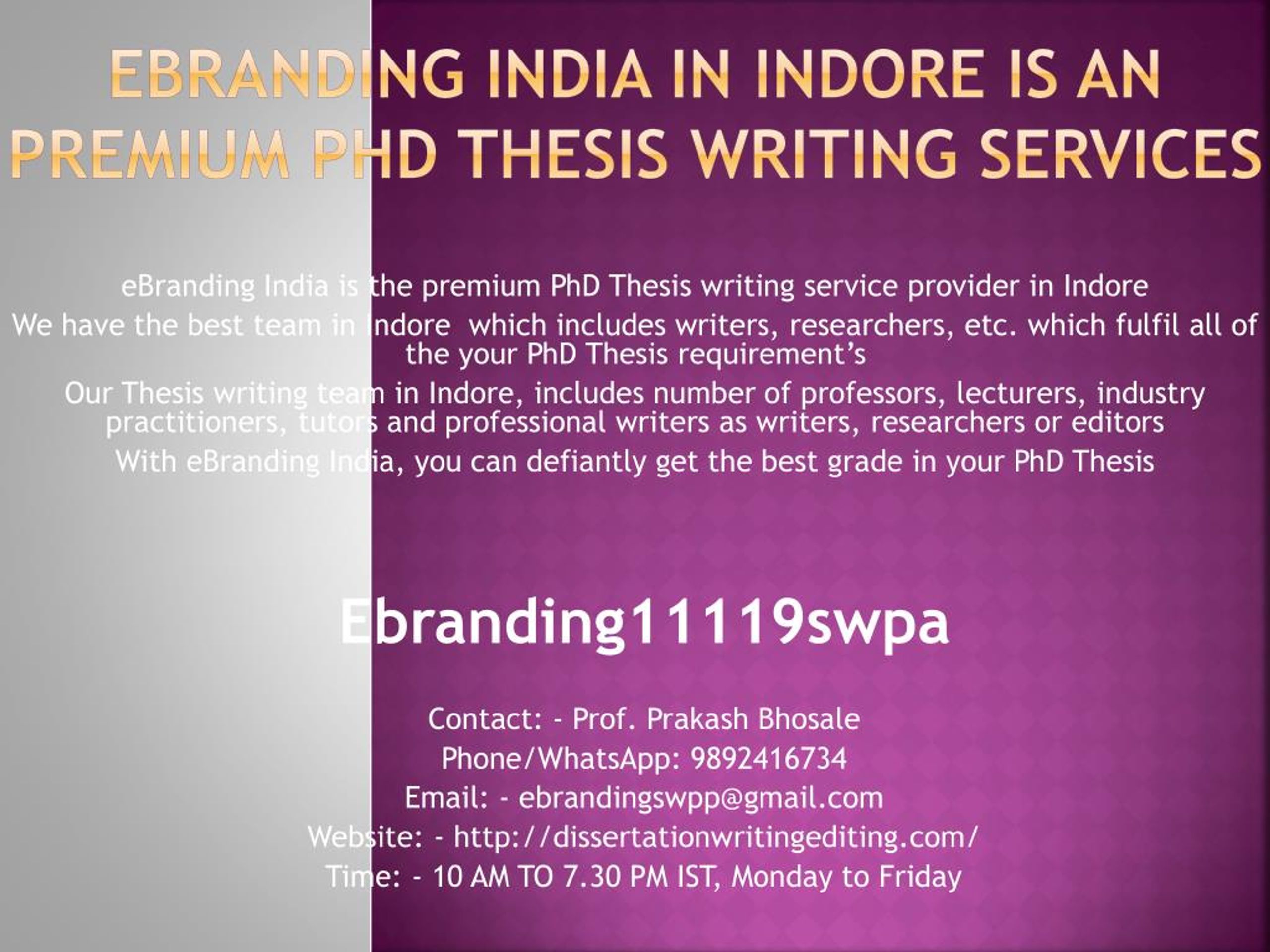 Thesis writing services in indore