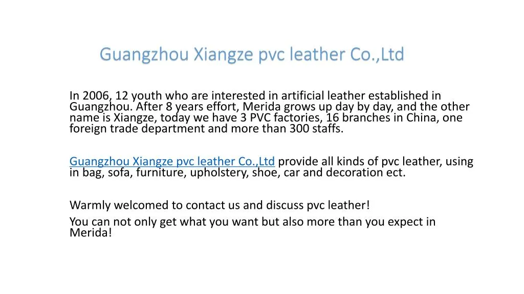 guangzhou xiangze pvc leather co ltd n.