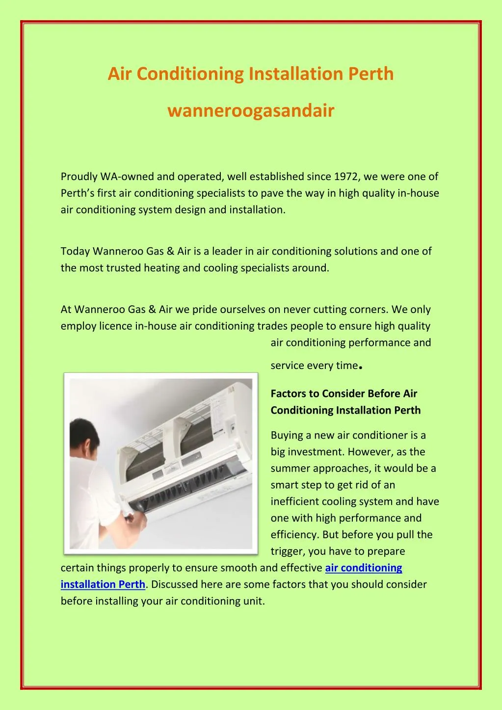 PPT air conditioning installation perth PowerPoint Presentation, free download ID7580544