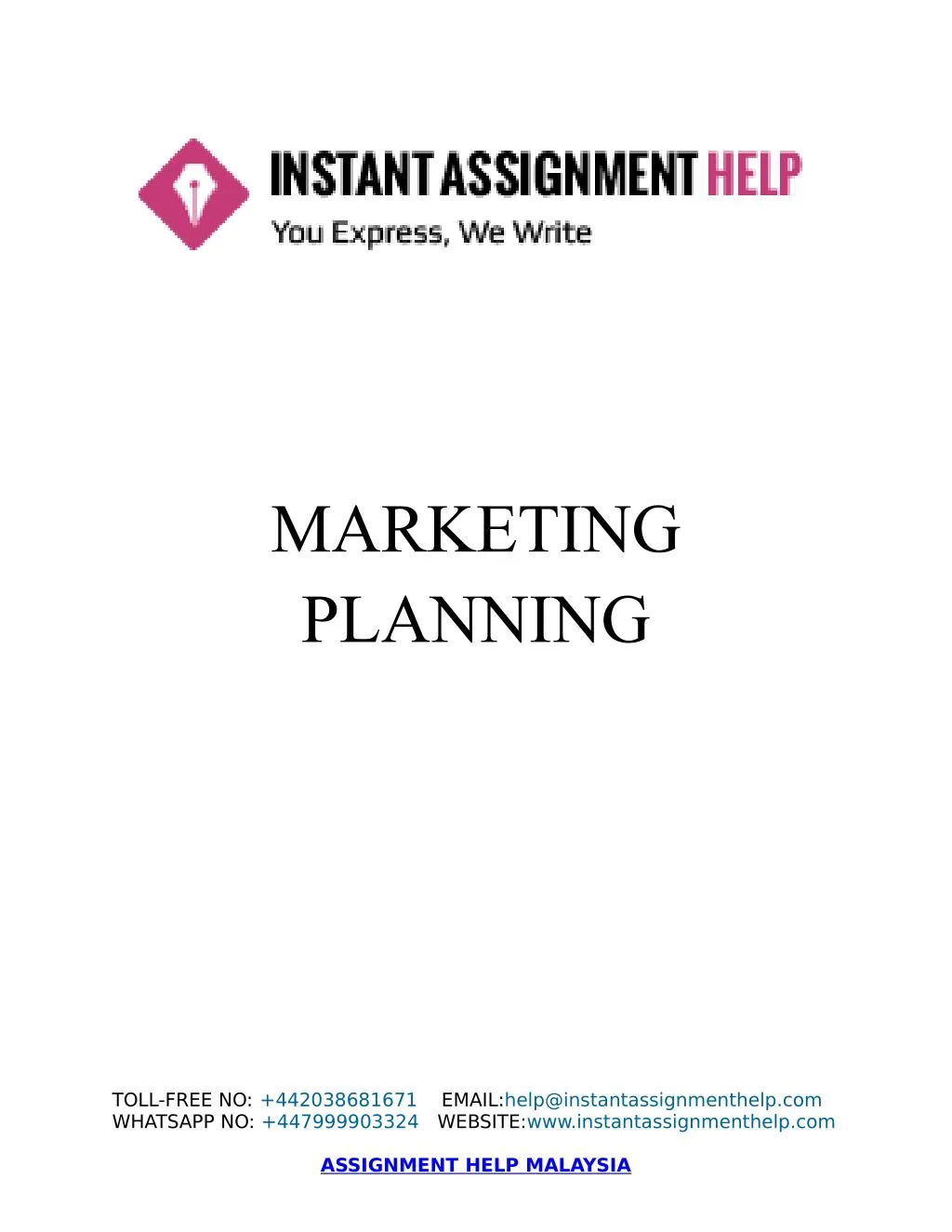 assignment on market planning