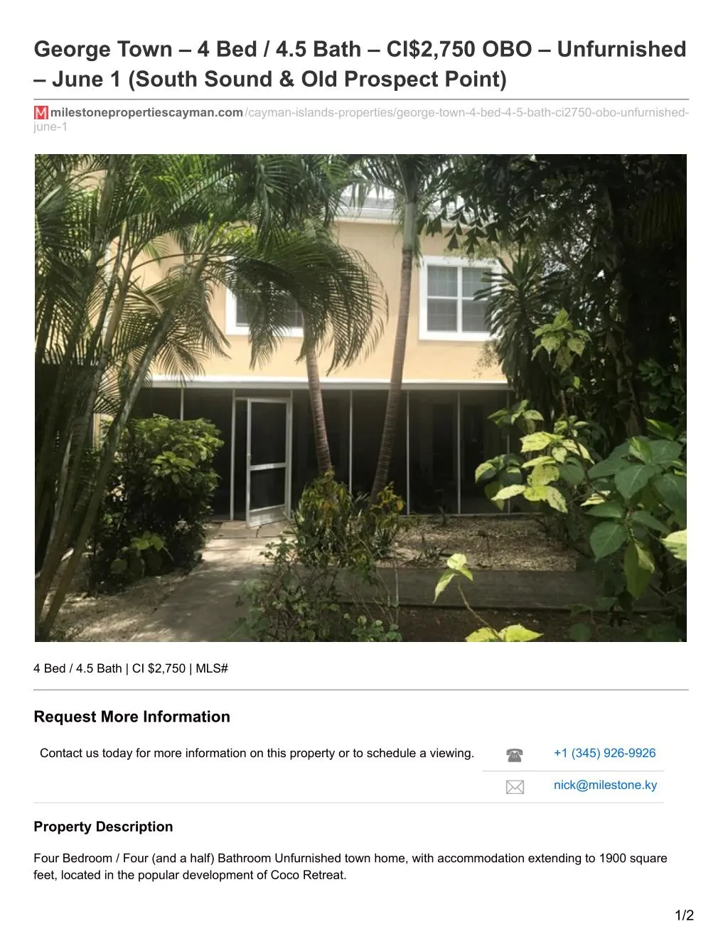 PPT Town 4 Bed/ 4.5 Bath house for rent Milestone