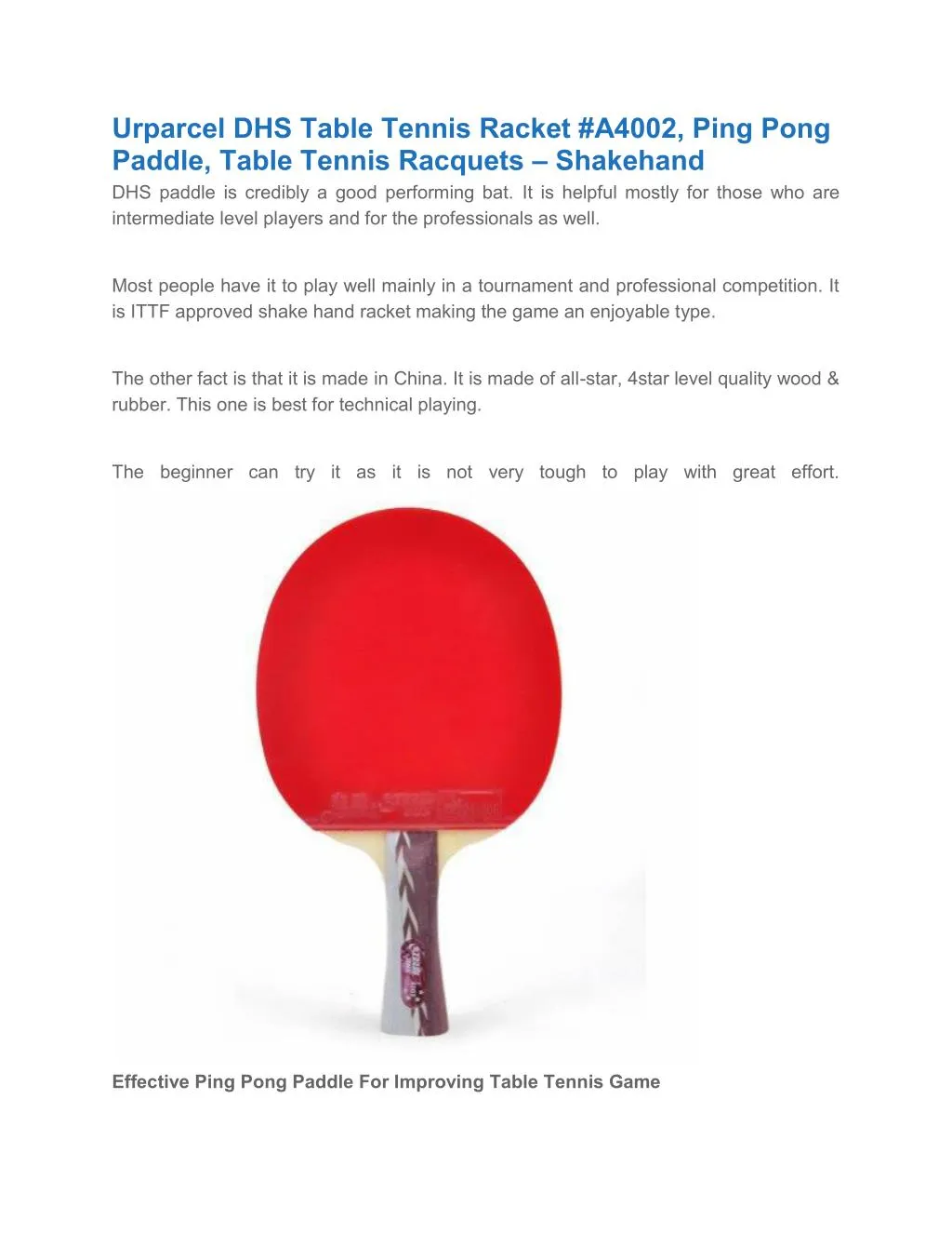 Ppt Urparcel Dhs Table Tennis Racket Powerpoint Presentation Free Download Id 7582651