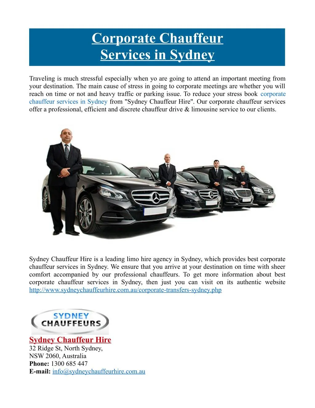 corporate chauffeur services in sydney n.