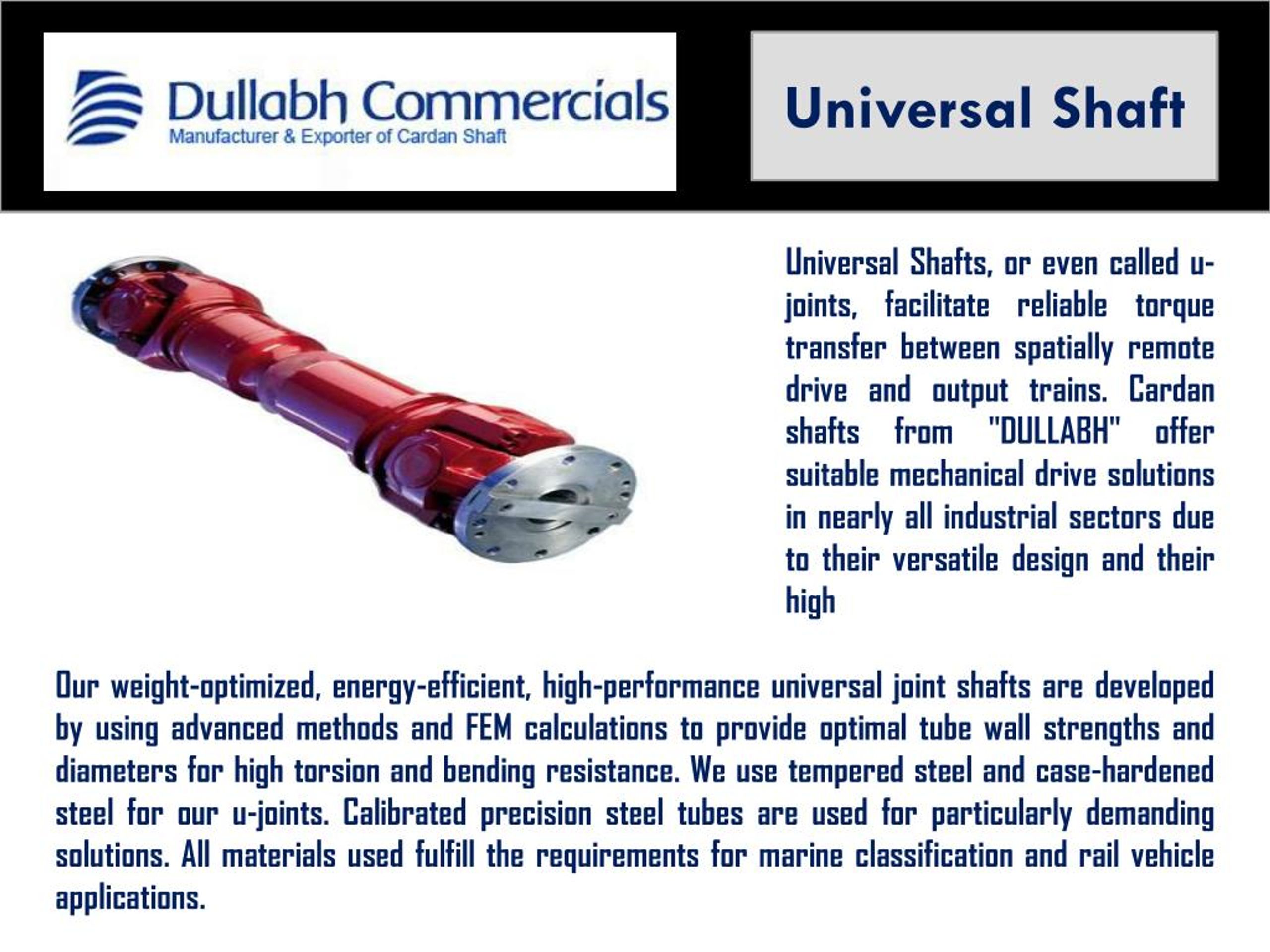 PPT Parts Of Cardan Shaft, Universal Cross Joints, Propeller Shaft