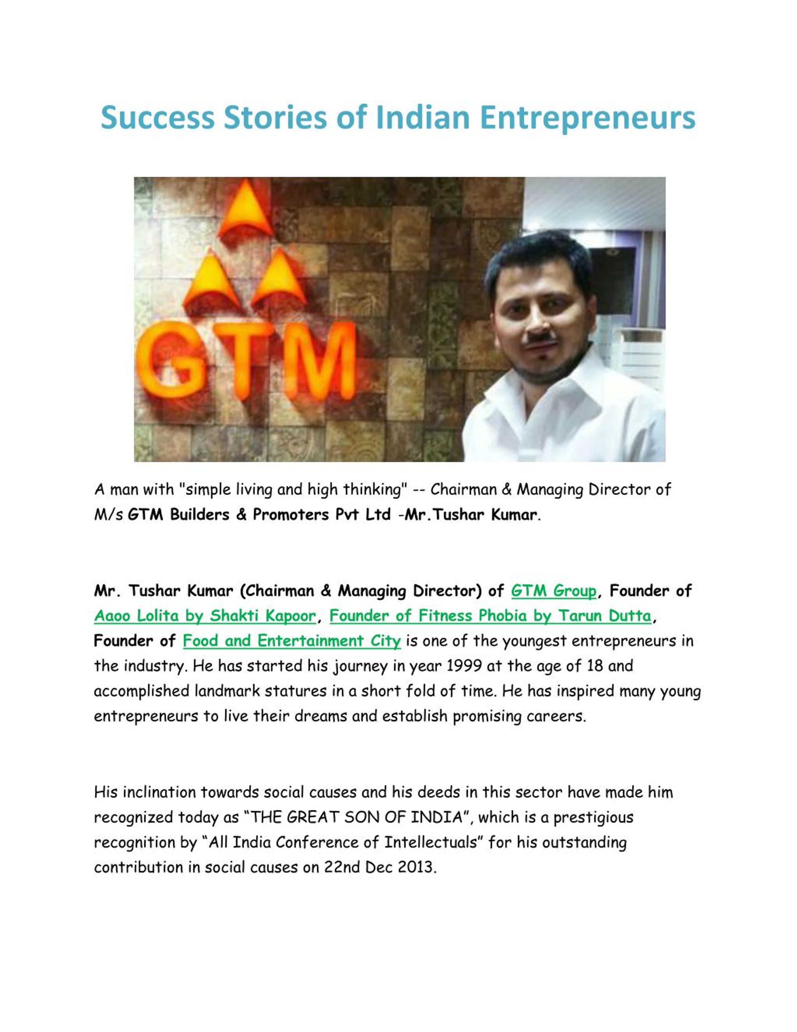 case study of successful entrepreneurs in india ppt