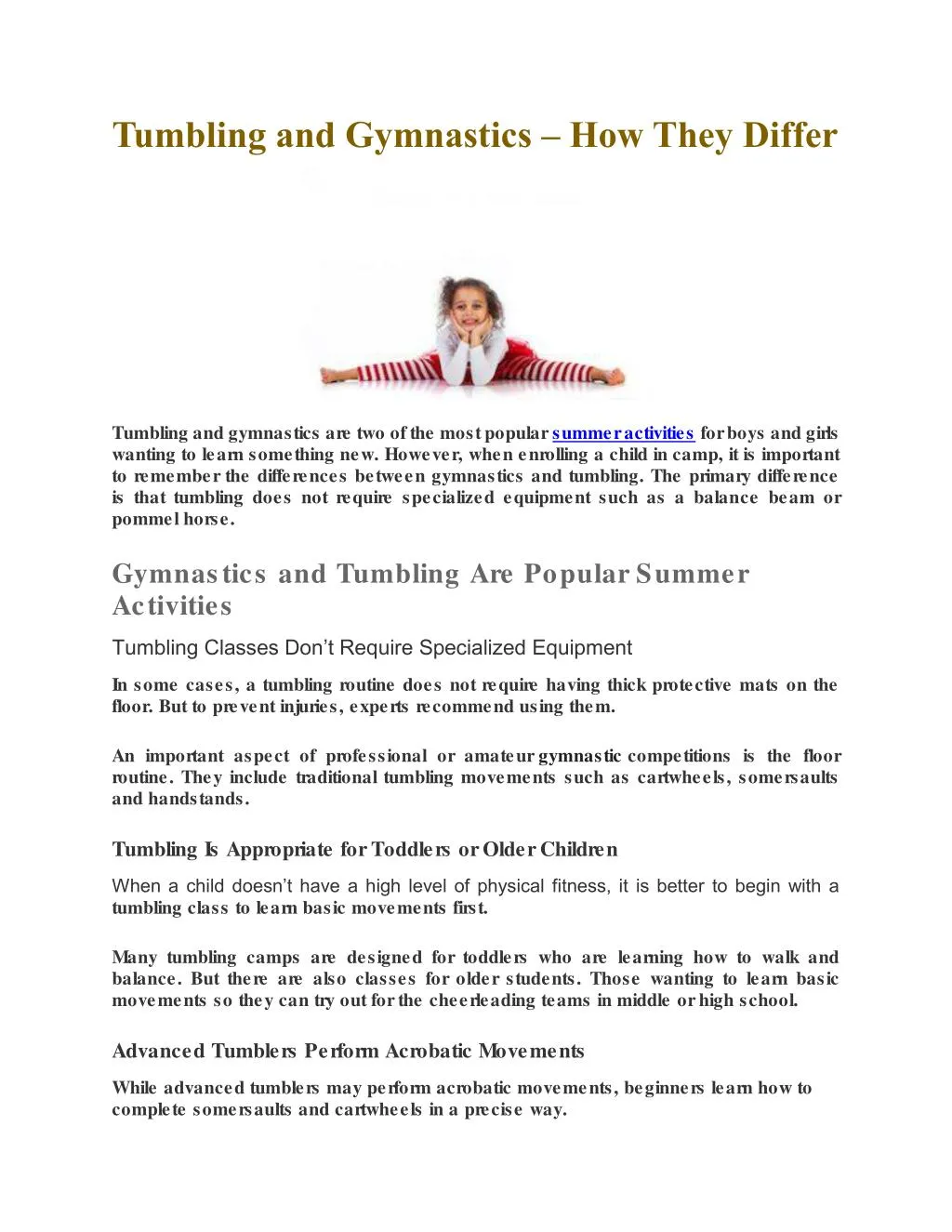 balance gymnastics and tumbling