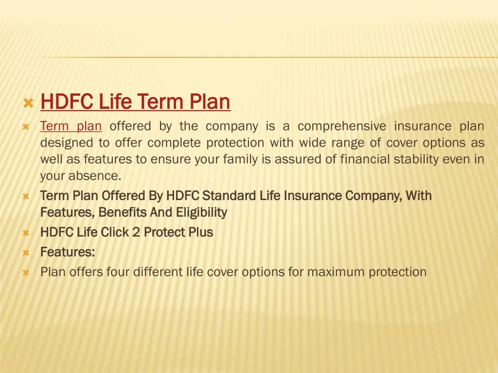 PPT - HDFC Standard Term Insurance Plans PowerPoint Presentation - ID ...