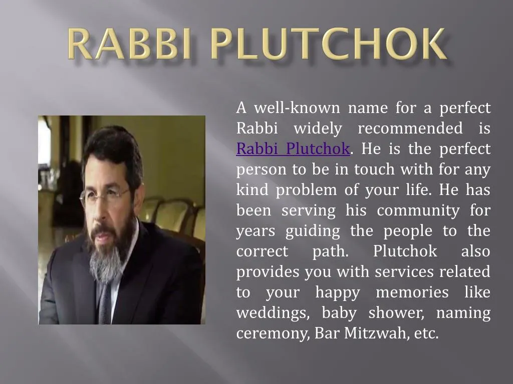 rabbi plutchok n.