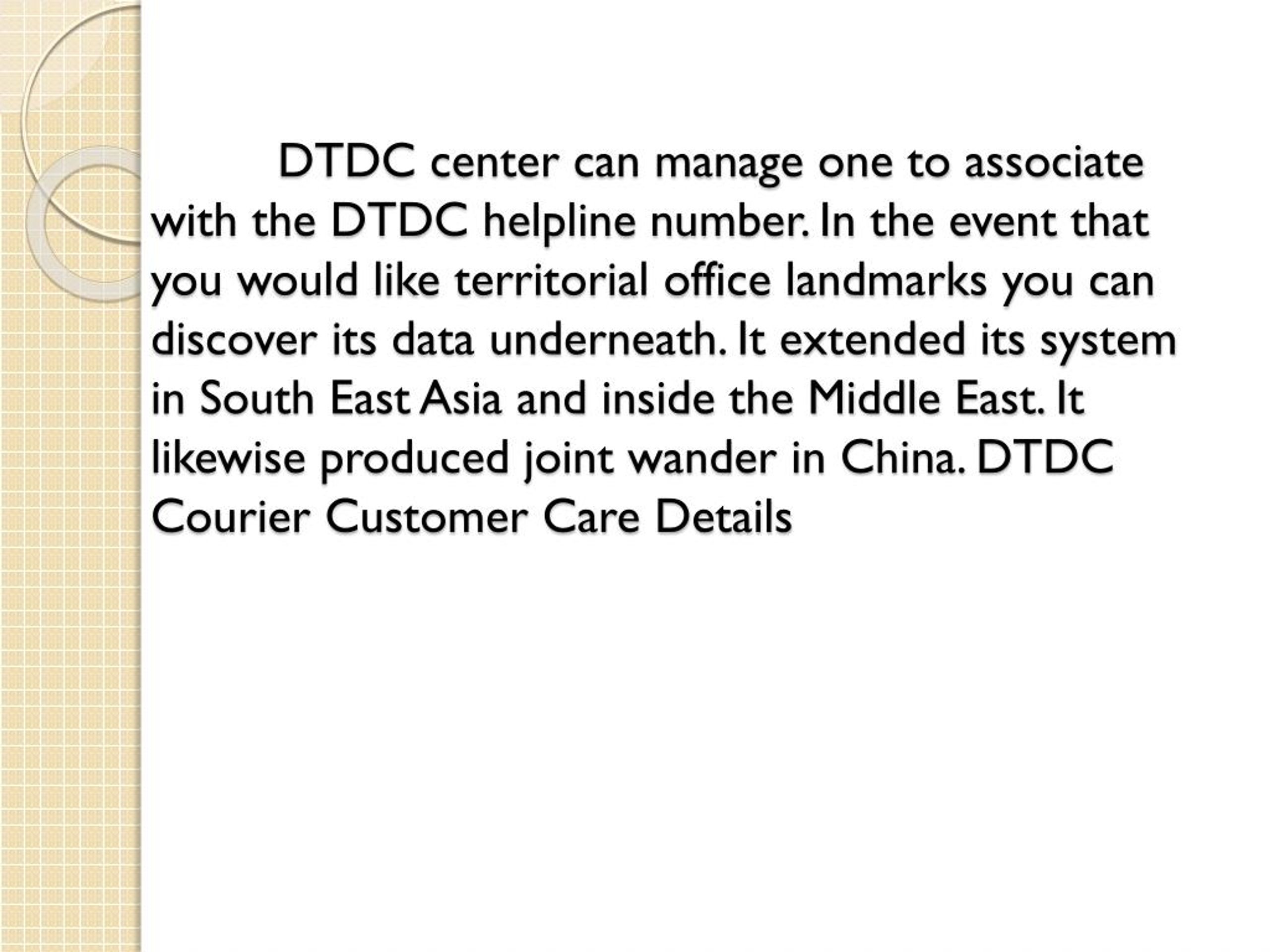 Ppt List Of All Dtdc Customer Care Number Powerpoint