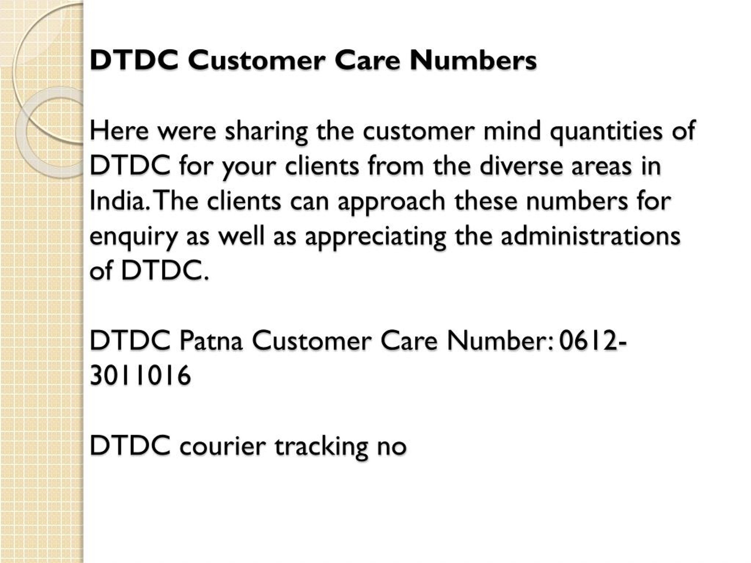 Ppt List Of All Dtdc Customer Care Number Powerpoint