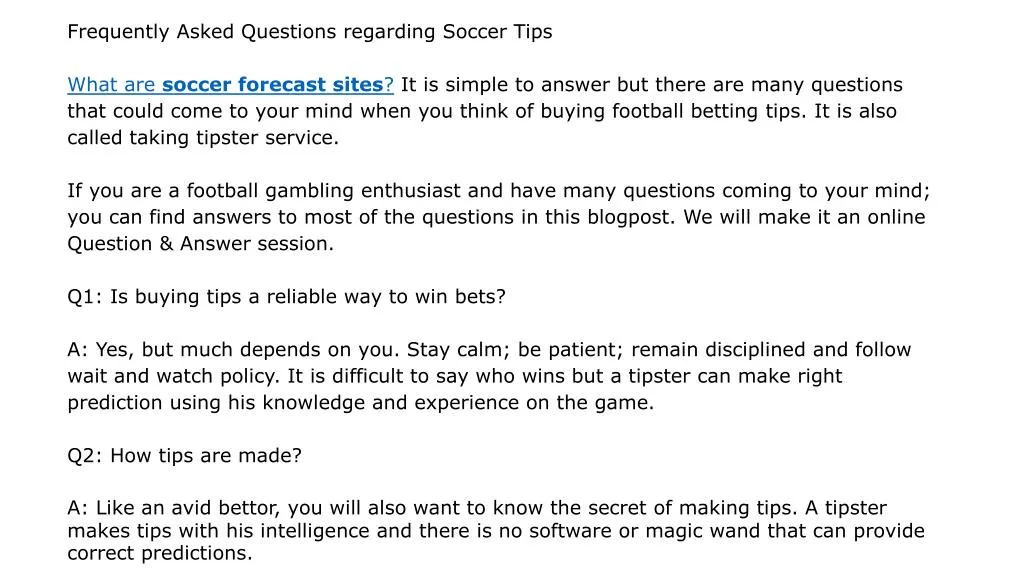 Ppt Frequently Asked Questions Regarding Soccer Tips Powerpoint