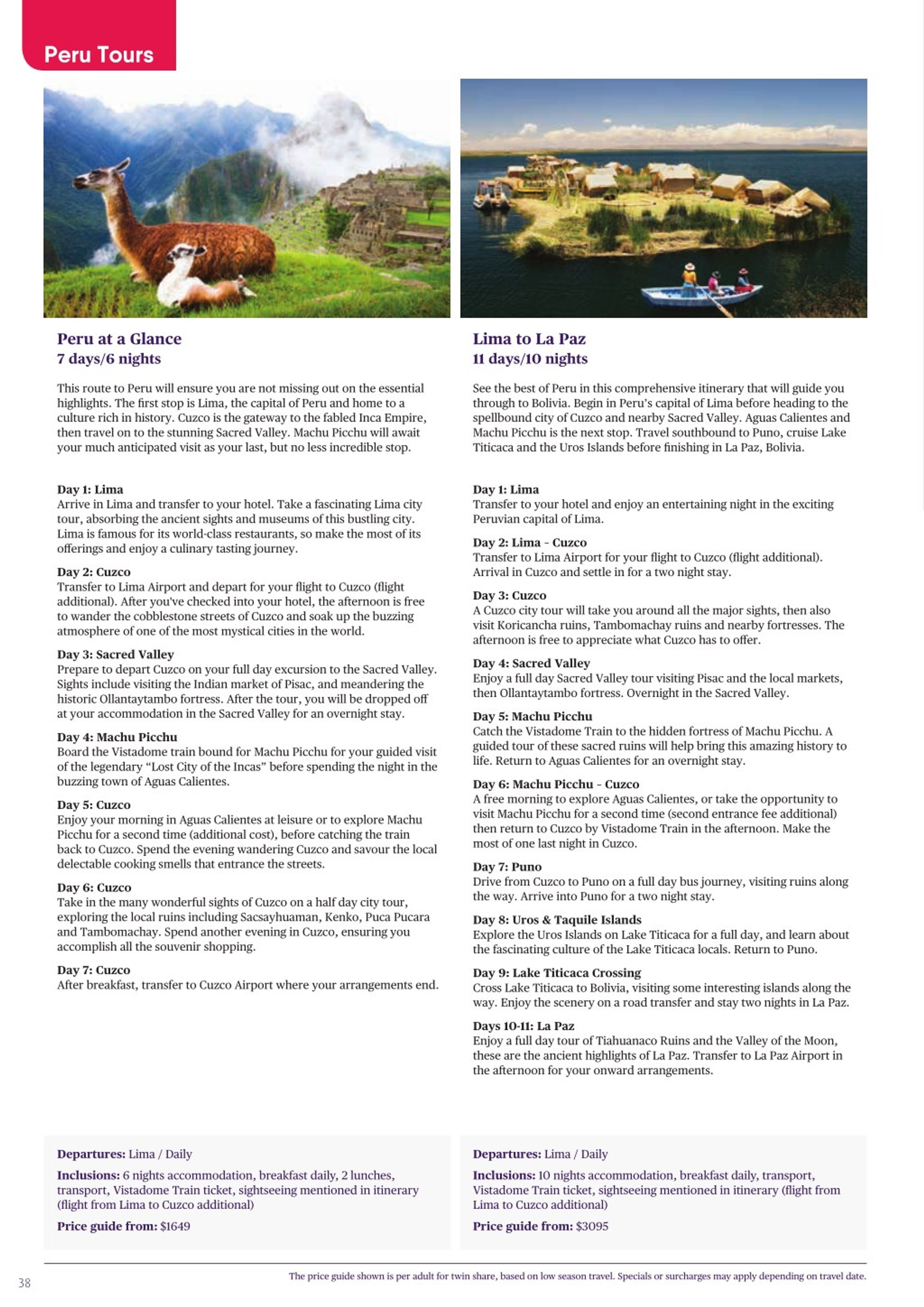 travel brochure of peru