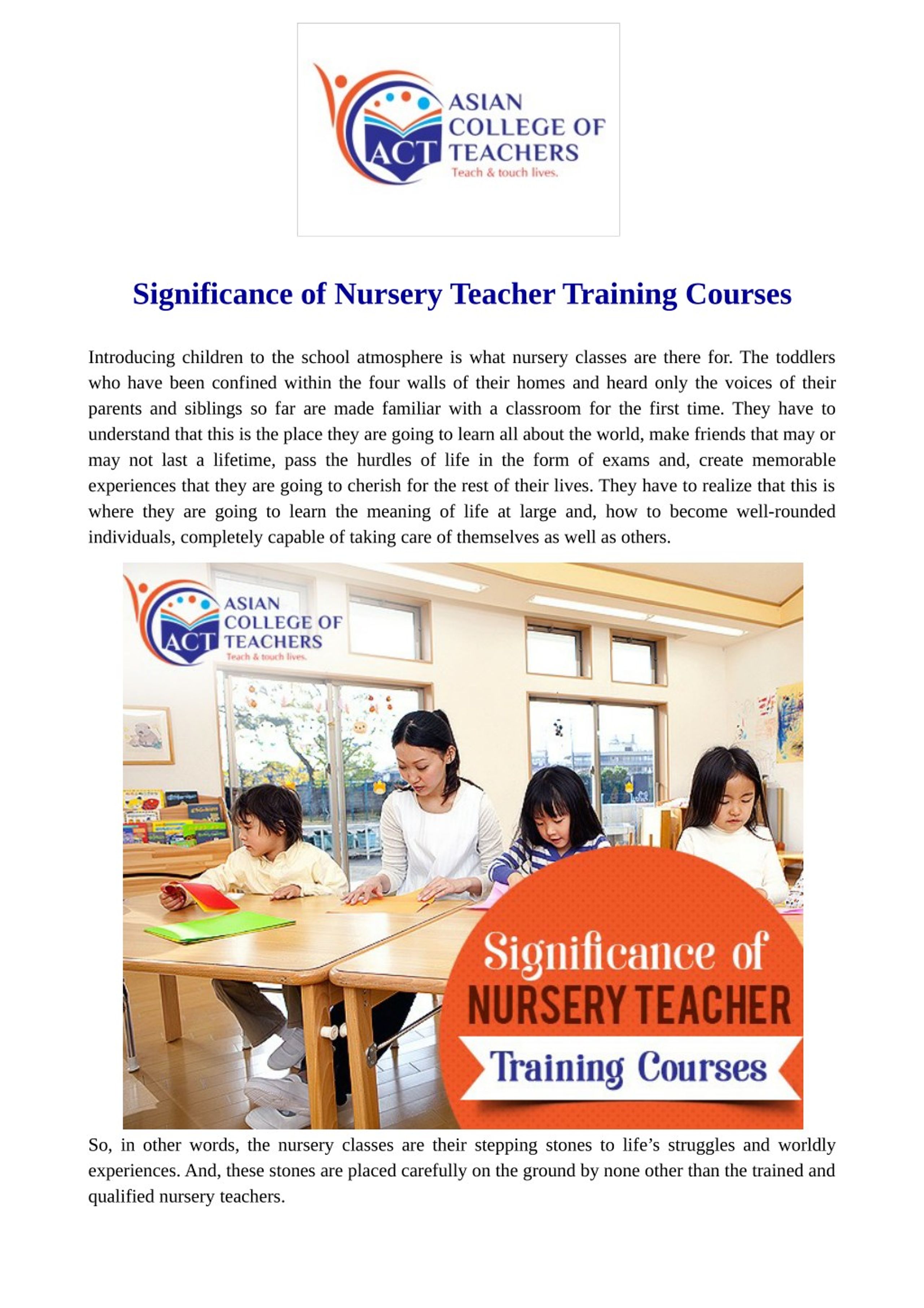 PPT - Significance of Nursery Teacher Training Courses PowerPoint