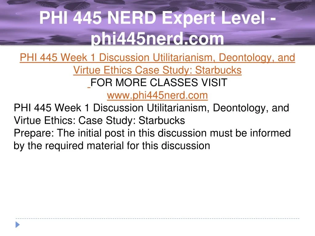 phi445 week 1 discussion 1 phi445 week 1 discussion 1