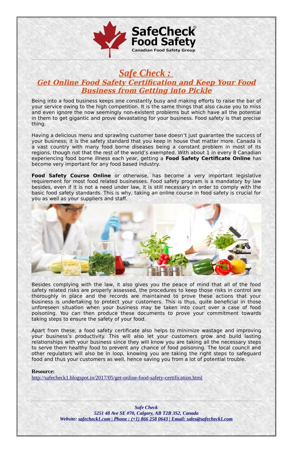 PPT Online Food Handling & Safety Certification PowerPoint