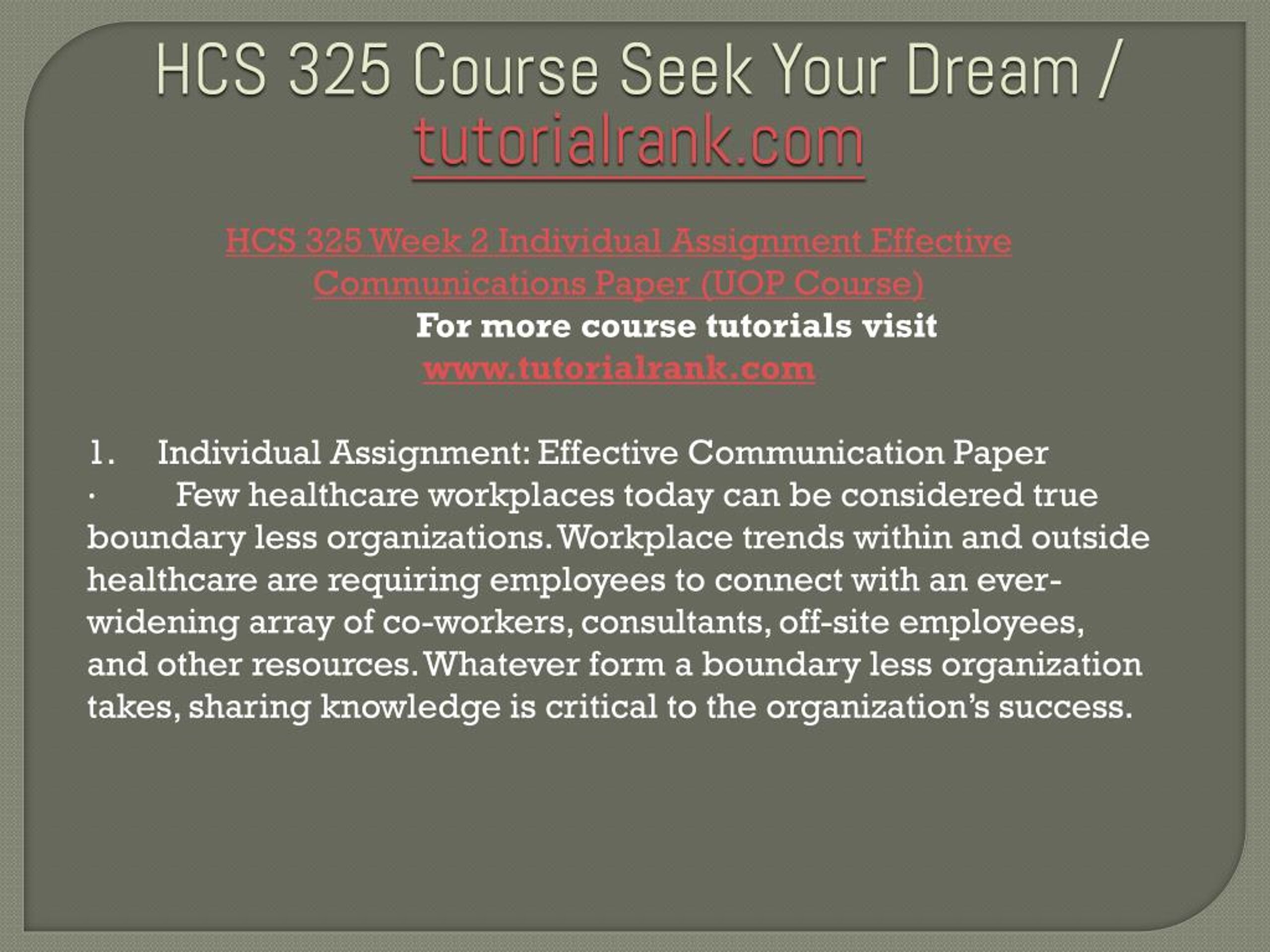 Hcs 325 Effective Communication Paper