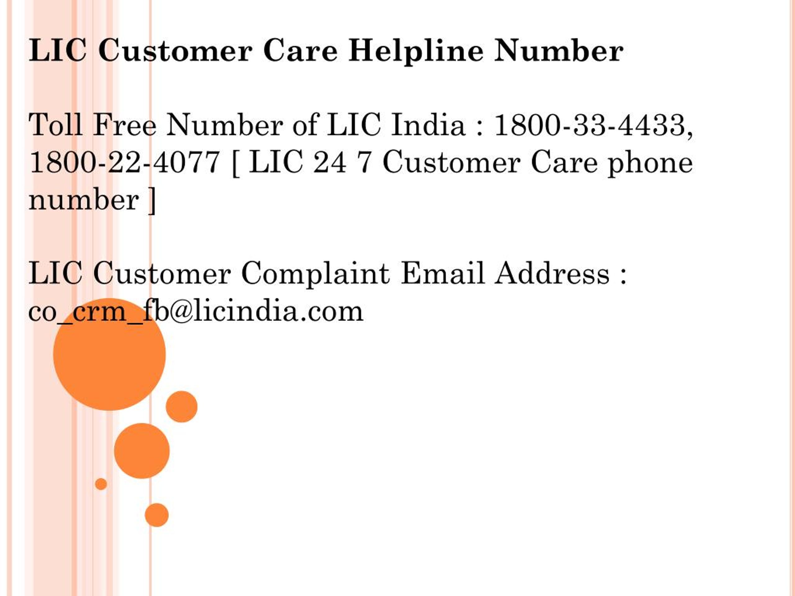 customer care number lic