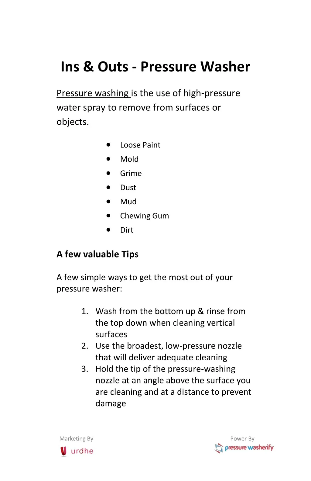 ins outs pressure washer n.