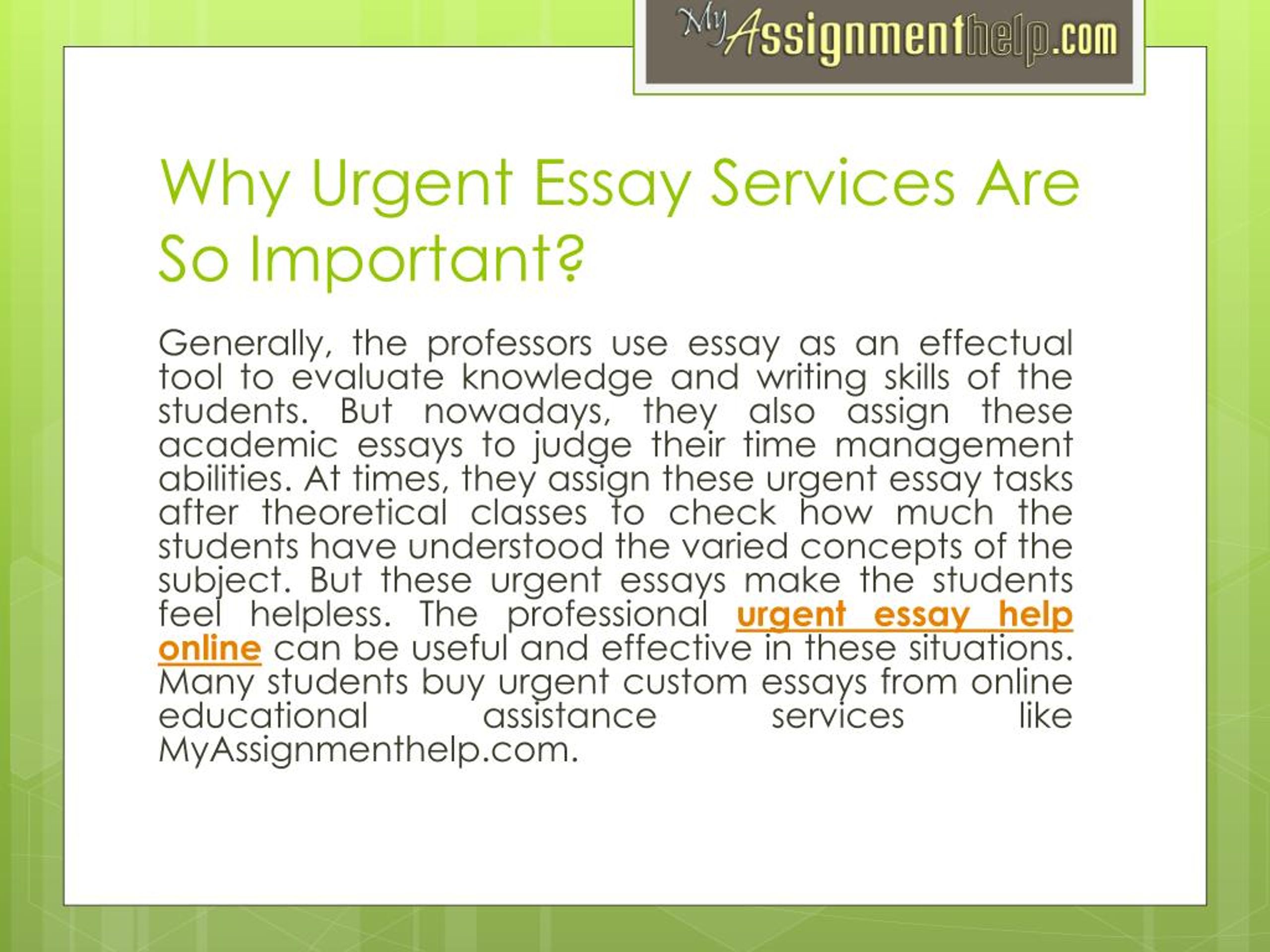 essay about urgent